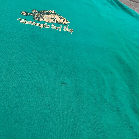 Wavelengths Surf Shop Morro Bay Tee Shirt Mens XL Green Surfing California Beach - Picture 4 of 11